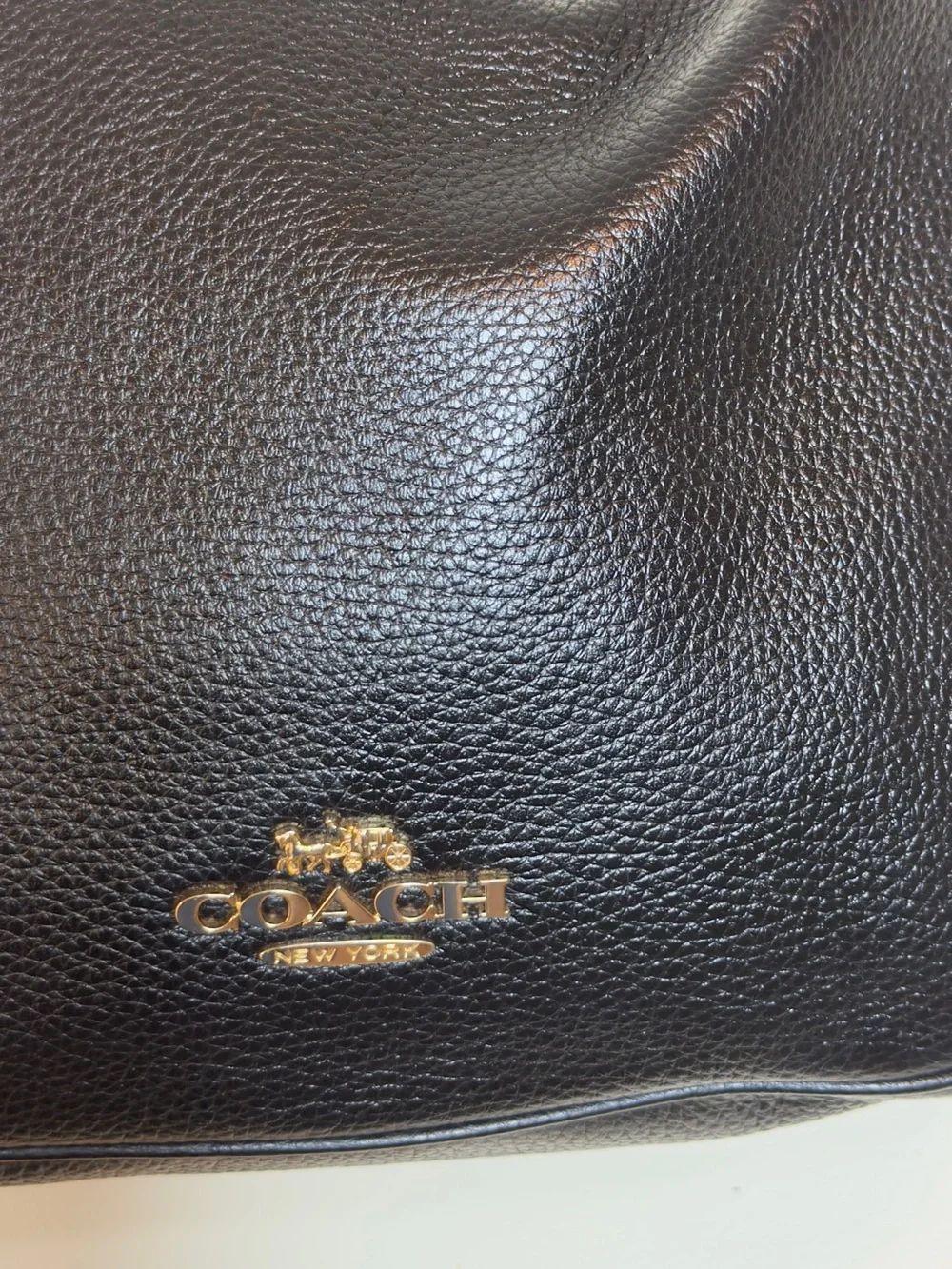 Coach Black Pebble Leather Laurel Hobo Tabby Messenger Bag Gold CU930